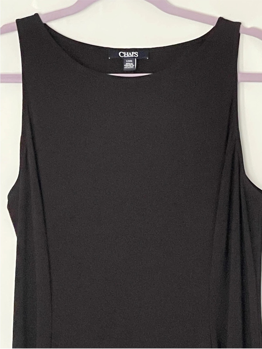 Chaps Black White Knit A-Line Dress Sleeveless Knee Length Size L - Picture 3 of 5